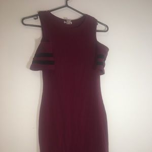 Medium maroon dress with shoulders hung off
